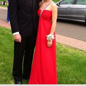 Caché red prom dress
